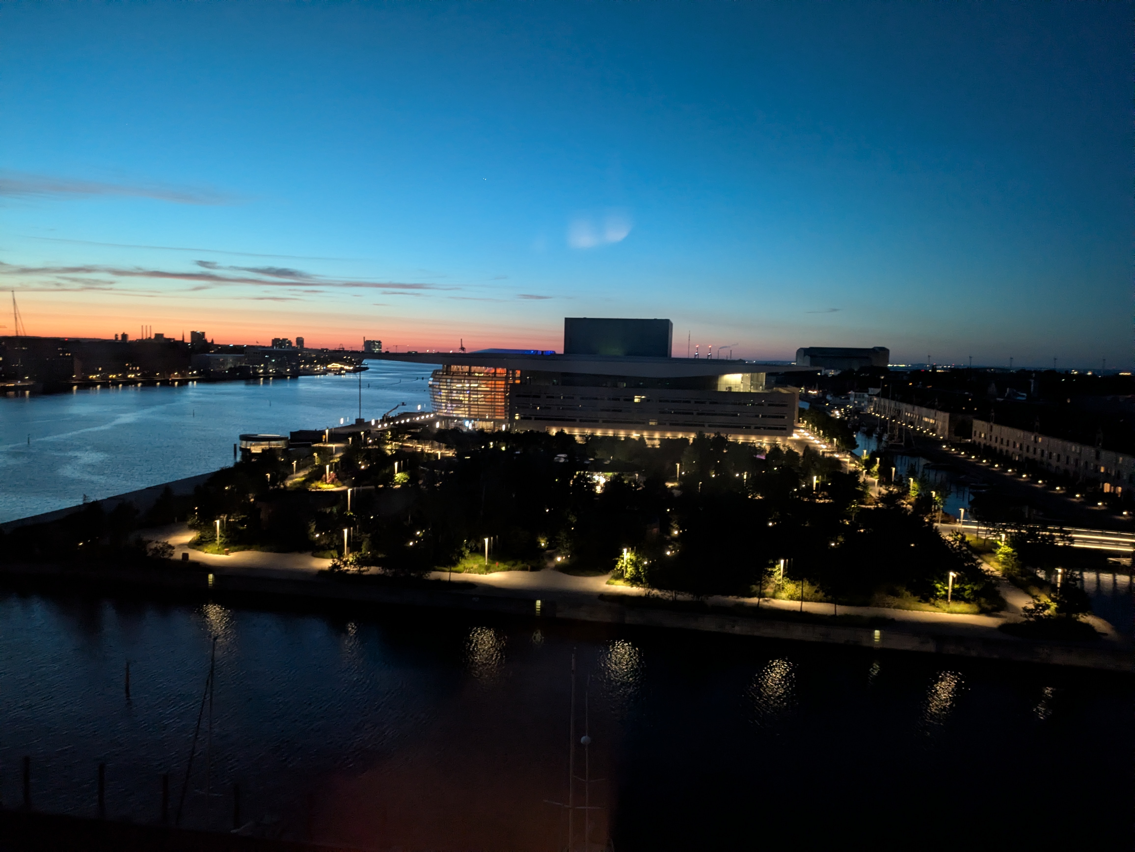 The harbor at sunset